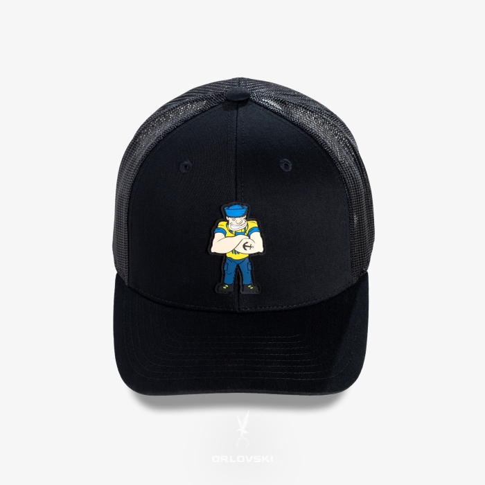 Czarna czapka z daszkiem marynarz