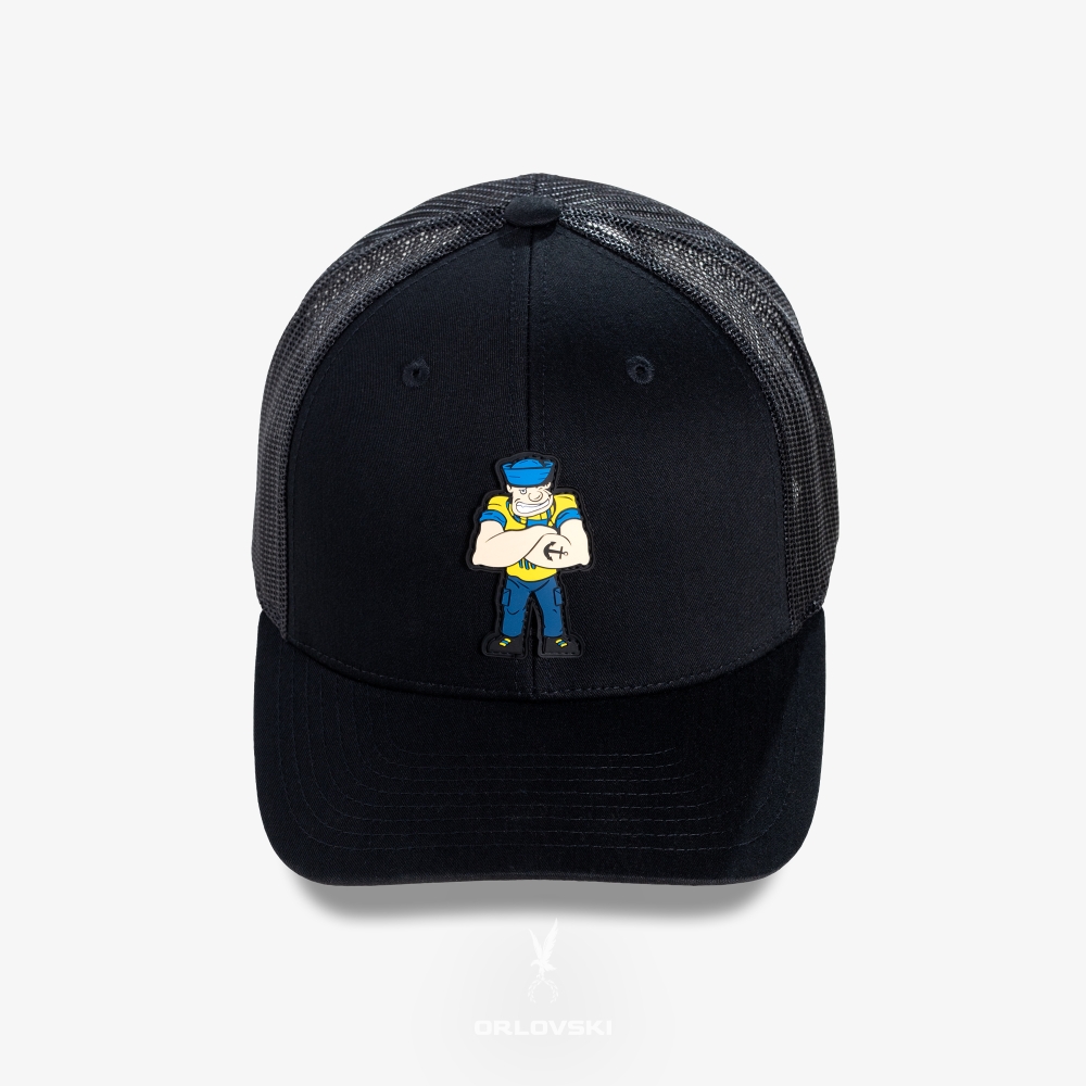 Czarna czapka z daszkiem marynarz